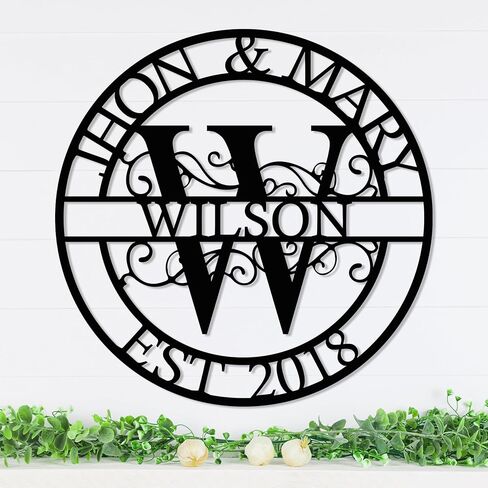 Personalized Metal Name Signs, Split Letter Monogram Wall Decor, Custom Last Name Sign, Family Name Sign for Outdoor, Personalized Wedding Gift, Garden Decor, Metal Wall Art, Housewarming Gift (MonogramDesign_1) in Saudi Arabia