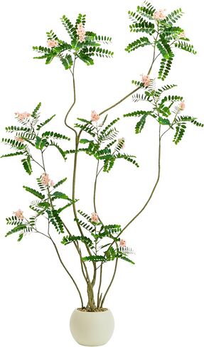 Artificial Locust Tree, Faux Trees with White Flowers & Pot, 6FT Large Floor Plant Artificial Sophora Fake Flower Tree Silk Plants for Indoor Office Home Room Patio Balcony Porch Decor in Kuwait