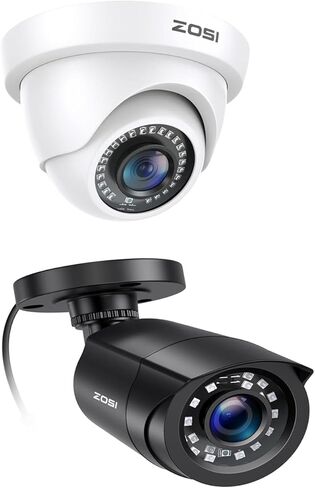 ZOSI 2-Pack 2MP 1920TVL Security Cameras - Hybrid 4-in-1 TVI/CVI/AHD/CVBS Outdoor Indoor CCTV System, 1080P HD Weatherproof Surveillance with 80ft IR Night Vision. in Saudi Arabia