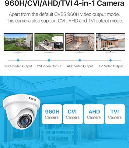 ZOSI 2-Pack 2MP 1920TVL Security Cameras - Hybrid 4-in-1 TVI/CVI/AHD/CVBS Outdoor Indoor CCTV System, 1080P HD Weatherproof Surveillance with 80ft IR Night Vision. in Saudi Arabia