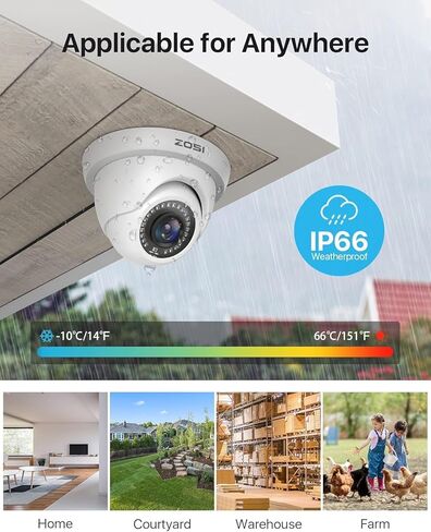 ZOSI 2-Pack 2MP 1920TVL Security Cameras - Hybrid 4-in-1 TVI/CVI/AHD/CVBS Outdoor Indoor CCTV System, 1080P HD Weatherproof Surveillance with 80ft IR Night Vision. in Saudi Arabia