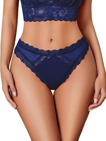 Avidlove Womens Underwear Sexy Lace Panties Low Rise Thong Bikini with Criss Cross Back Breathable Tangas 1-3 Packs in Saudi Arabia