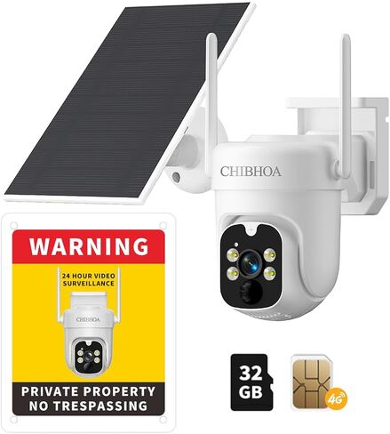 4G LTE Solar Security Camera - No WiFi Cellular Outdoor Camera with 2K Color Night Vision, PIR Motion Detection, 2-Way Audio, Siren Alarm, SIM Card & 32GB SD Card Included in Saudi Arabia