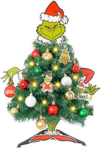 Mini Christmas Tree Jack Head Arms Legs Xmas Tree Decorative Tabletop Tree with Light Small Christmas Tree for Indoor Home Decorations Gothic Themed Party in Saudi Arabia