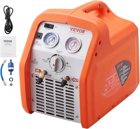 VEVOR Fully Automatic Refrigerant Recovery Machine for R134A+R1234YF - AC Recovery Machine Kit Built in Electronic Scale/Compressor/Recovery Tank, Recovery Machine HVAC Dual Cylinder in Saudi Arabia