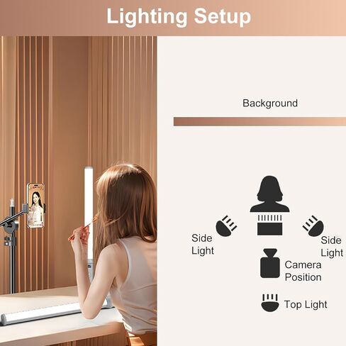 Sorandy 3000mAh LED عصا إضاءة الفيديو، عصا إضاءة التصوير الفوتوغرافي مع 124 مصباح LED 20 مشهدًا للبث المباشر للصور الفوتوغرافية الإبداعية 2500k 9900k Cri95 RGB Color in Kuwait