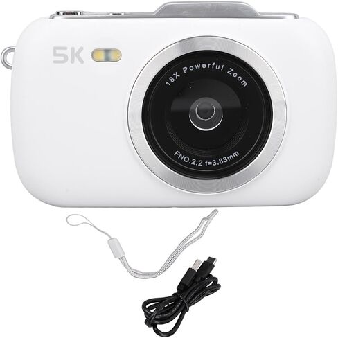 Akozon Compact Camera 5K 80MP Photo Digital Zoom Camera 2.8 Inch Screen Photography Recording Outdoor Travel (White) in Saudi Arabia