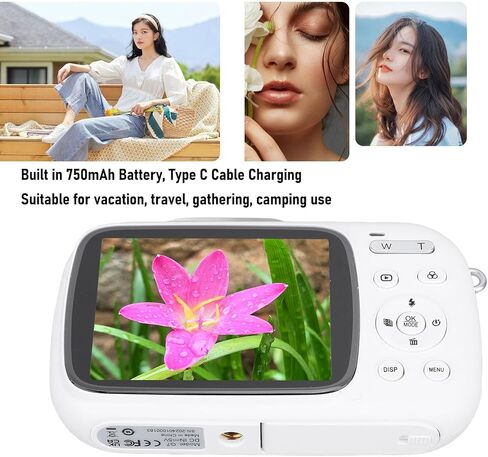 Akozon Compact Camera 5K 80MP Photo Digital Zoom Camera 2.8 Inch Screen Photography Recording Outdoor Travel (White) in Saudi Arabia