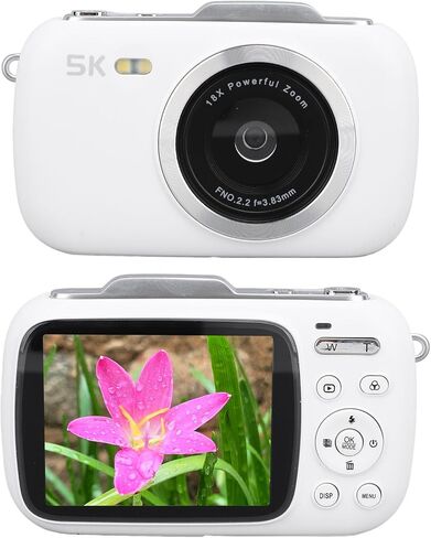 Akozon Compact Camera 5K 80MP Photo Digital Zoom Camera 2.8 Inch Screen Photography Recording Outdoor Travel (White) in Saudi Arabia