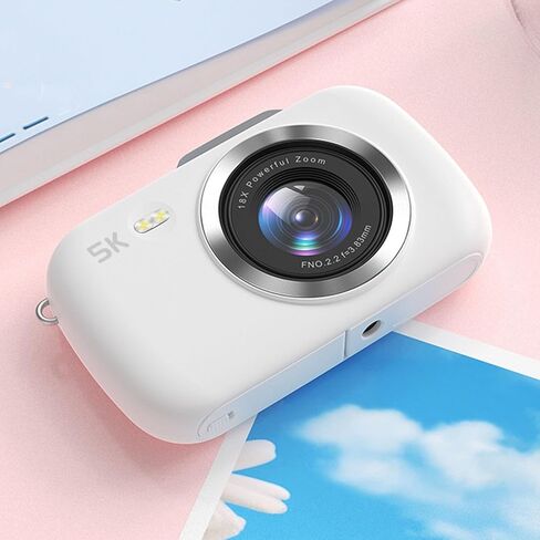 Akozon Compact Camera 5K 80MP Photo Digital Zoom Camera 2.8 Inch Screen Photography Recording Outdoor Travel (White) in Saudi Arabia