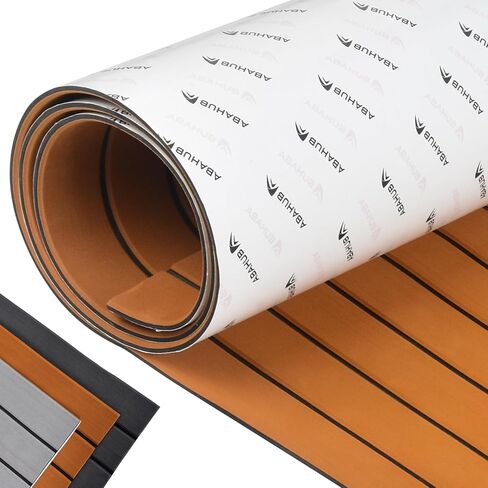 Abahub EVA Foam Boat Decking 96''x45.6''/36''/28.8''/24''/16.8'', 48''x16.8'' Self-Adhesive Faux Teak Marine Flooring Sheet Traction Pad for Boats Surfboard Swim Platform RV Floor in Saudi Arabia