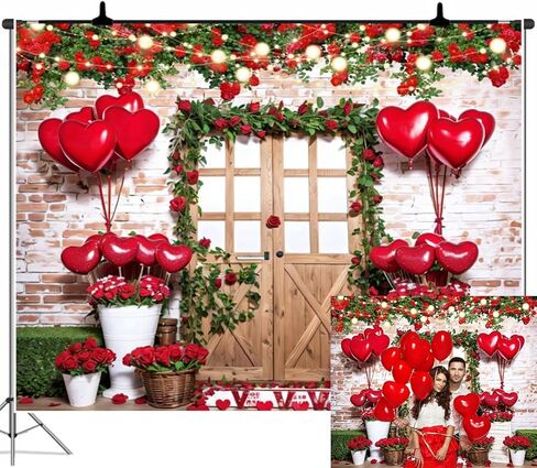 Valentine's Day Backdrops for Photography LFEEY 10x8ft Red Rose Flower Wall Love Sign Photo Backdrop Mother's Day Photography Background Wedding Bridal Shower Engagement Party Video Backdrop Banner in Saudi Arabia