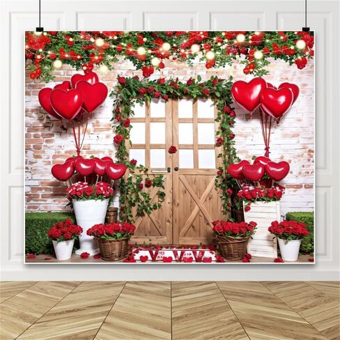 Valentine's Day Backdrops for Photography LFEEY 10x8ft Red Rose Flower Wall Love Sign Photo Backdrop Mother's Day Photography Background Wedding Bridal Shower Engagement Party Video Backdrop Banner in Saudi Arabia