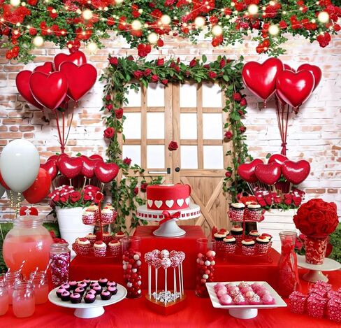 Valentine's Day Backdrops for Photography LFEEY 10x8ft Red Rose Flower Wall Love Sign Photo Backdrop Mother's Day Photography Background Wedding Bridal Shower Engagement Party Video Backdrop Banner in Saudi Arabia