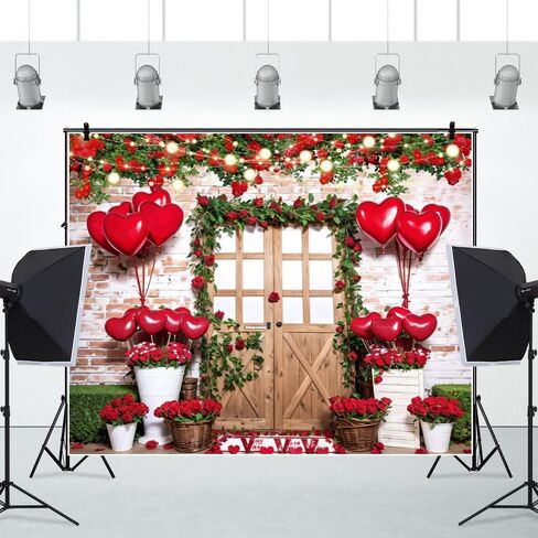 Valentine's Day Backdrops for Photography LFEEY 10x8ft Red Rose Flower Wall Love Sign Photo Backdrop Mother's Day Photography Background Wedding Bridal Shower Engagement Party Video Backdrop Banner in Saudi Arabia