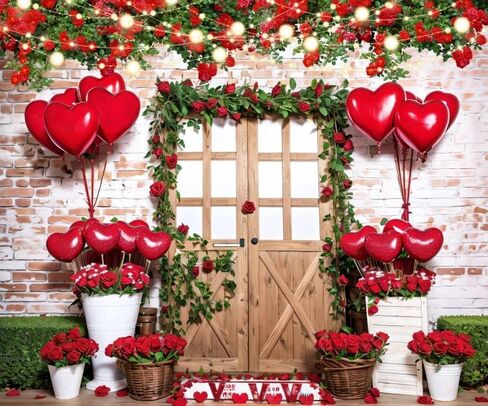 Valentine's Day Backdrops for Photography LFEEY 10x8ft Red Rose Flower Wall Love Sign Photo Backdrop Mother's Day Photography Background Wedding Bridal Shower Engagement Party Video Backdrop Banner in Saudi Arabia
