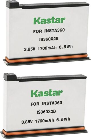 بطارية Kastar بديلة مكونة من عبوتين لبطارية ليثيوم بوليمر قابلة لإعادة الشحن Insta 360 ONE X2، كاميرا Insta360 ONE X2 (غير مقاومة للماء) in Kuwait