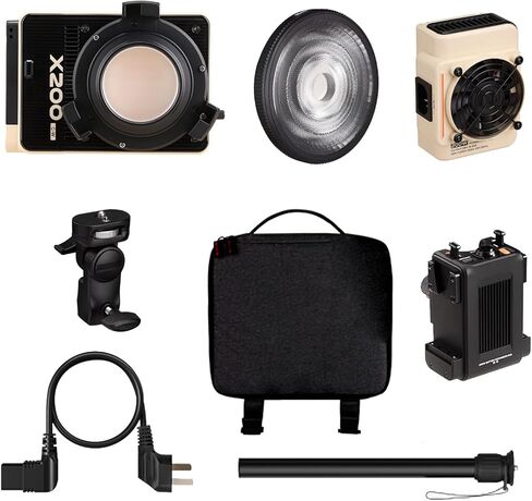 Yunseity 200W COB LED Video Light, Lightweight 830g Portable Studio Lighting with 1.3 Inch LCD Screen and APP Control, for Indoor Outdoor Photography Videography (X200RGB Combo) in Saudi Arabia