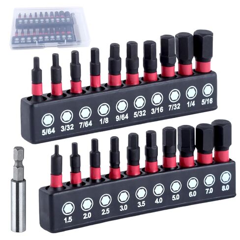 Impact Hex Head Allen Wrench Drill Bit Set, 10 Pcs SAE(5/64" - 5/16")Magnetic Allen Key Drill Bit Sets, 1/4" Hex-Shank S2 Steel 2" Long Hexagon Bits Set for DIY Furniture Assembly Car Repairs in Saudi Arabia