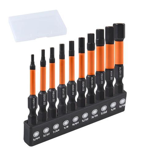 Impact Hex Head Allen Wrench Drill Bit Set, 10 Pcs SAE(5/64" - 5/16")Magnetic Allen Key Drill Bit Sets, 1/4" Hex-Shank S2 Steel 2" Long Hexagon Bits Set for DIY Furniture Assembly Car Repairs in Saudi Arabia