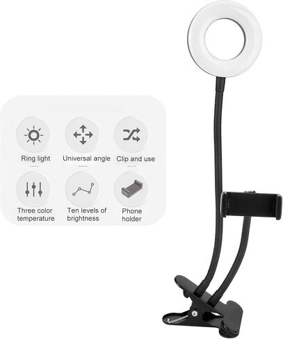 USB ملء الضوء LED حلقة الضوء 10 التروس يعتم مع مقطع للتصوير الفوتوغرافي المباشر القراءة التطريز وظيفة قوية قابل للتعديل سطوع درجة حرارة اللون مرنة ذراع المصباح USB in Kuwait