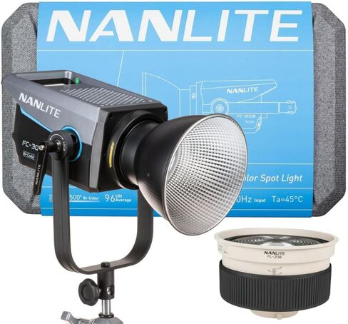 Nanlite FC300B كشاف LED ثنائي اللون 2700K-6500K مع عدسة فريسنل Nanlite FL-20G لـ Forza 300/500 (قطعتان) in Kuwait