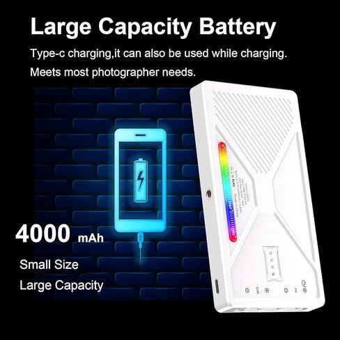 PUSOKEI RGB Video Light, LED Camera Light with 225 LEDs & 95+ CRI, Photography Lighting for TikTok Live Streaming,4000mAh Battery & Cold Shoe Mount in Saudi Arabia