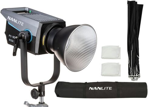 مصباح كشاف LED ثنائي اللون من Nanlite FC300B 2700K-6500K مع 12 تأثيرًا مدمجًا وNanlite Parabolic 150 Softbox سريع الفتح مع حامل بوينز (عنصران) in Kuwait