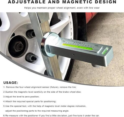 Adjustable Magnetic Gauge Tool, Camber Castor Strut Wheel Alignment Automotive Tire Repair Tool, Wheel Hub Allignment Instrument Magnetic Gauge Tool for Car RV Truck Camber in Saudi Arabia