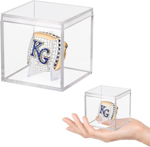 حالة عرض حلقة البطولة 2pcs واضحة مع عرض البيسبول البلاستيكي أكريليك العلبة الصغيرة مع بطاقة تخزين مربعة بطاقة MINI CARD in Kuwait