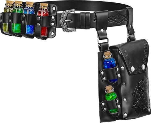 مجموعة حزام Renaissance Medieva - حزام عصر النهضة للجنسين مع زجاجات جرعة وحقيبة Alchemy لـ LARP ، الهالوين in Kuwait