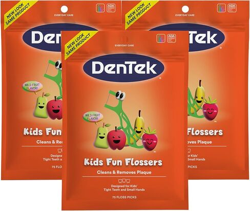 يزيل Fun Kids Kids Fun Floss ، يزيل الطعام واللوحة ، اختيارات خيط فاكهة برية ، 75 عدد ، 6 عبوات in Kuwait