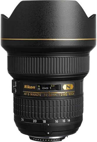عدسة نيكون AF-S NIKKOR مقاس 14-24 مم f/2.8G ED عدسة تكبير بزاوية واسعة للغاية (2163) + حافظة للغطاء + مجموعة تنظيف (متجددة) in Saudi Arabia