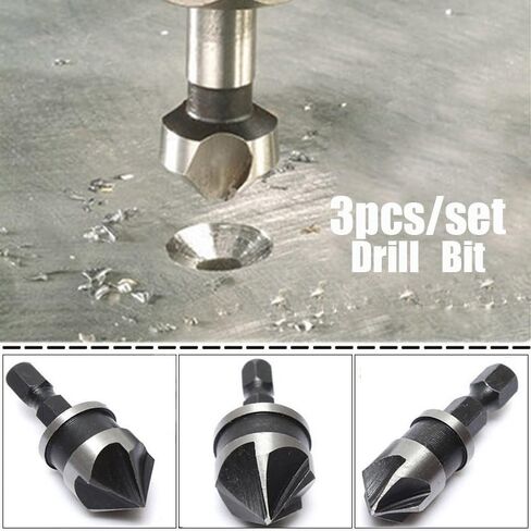 3pcs Hex Countersink Boring Set for Wood Metal Quick Change Drill Bit Tools Hexagonal Shank Carbon Steel in Saudi Arabia