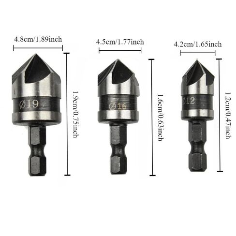 3pcs Hex Countersink Boring Set for Wood Metal Quick Change Drill Bit Tools Hexagonal Shank Carbon Steel in Saudi Arabia