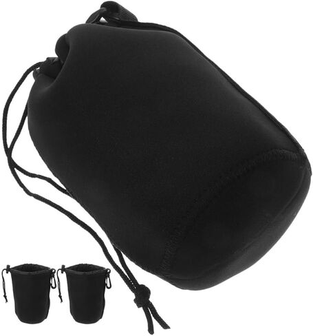 POPETPOP 3pcs Waterproof Camera Lens Pouch Drawstring Lens Protector Bags for Dslr Cameras Travel Outdoor Storage Organizer Waist Pack (large) in Saudi Arabia