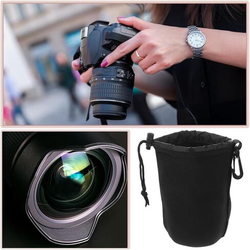 NOLITOY 3pcs Waterproof Drawstring Camera Lens Bags Neoprene Lens Storage Pouch Outdoor Compact Protector Case for Dslr Photography in Saudi Arabia