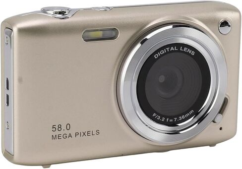 Yunir 4K Digital Camera, 58MP Ultra Clear Compact Camera with 16X Zoom, Autofocus for Travel Photography Vlog, HD Screen, Easy to Use for Beginners, Long Lasting Battery, Slim & (Gold) in Saudi Arabia
