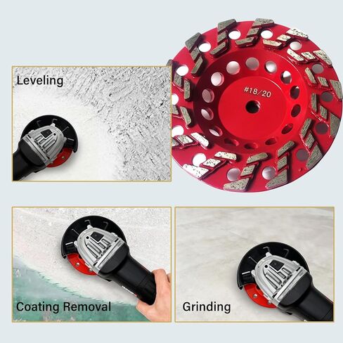 7" High Performance Diamond Grinding Wheels, Engineered for Aggressive Concrete, Masonry, Aint, epoxy, Mastic, and Surface coatings, 14 S Segments, 5/8"-11 Arbor, #18/20 Grit. in Saudi Arabia