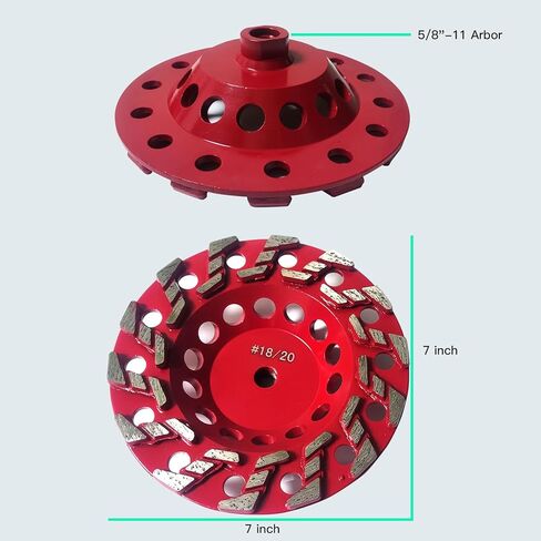 7" High Performance Diamond Grinding Wheels, Engineered for Aggressive Concrete, Masonry, Aint, epoxy, Mastic, and Surface coatings, 14 S Segments, 5/8"-11 Arbor, #18/20 Grit. in Saudi Arabia