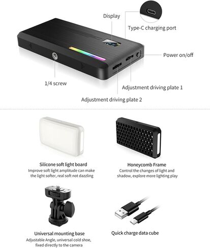 ضوء فيديو Fydun RGB LED محمول قابل للتعتيم 360 لونًا للتصوير الفوتوغرافي المباشر in Kuwait