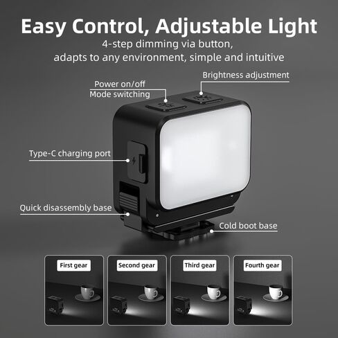 Magnetic Fixation Fast Charging Fill Light for DJI OSMO Action 6 Selfie Lighting Photography Accessory Waterproof Splash-Proof 4-Level Adjustable Light with Long Lasting Battery Life in Saudi Arabia