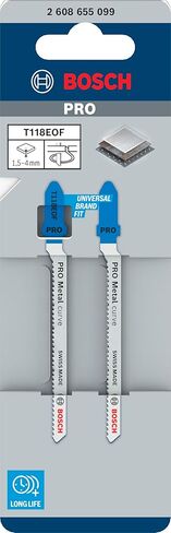 شفرة المنشار المقطوعة Pro Metal Curve T118EOF من Bosch (لألواح الفولاذ، وصفائح الفولاذ، والطول 83 مم، ومنشار الملحقات الاحترافية) in Saudi Arabia