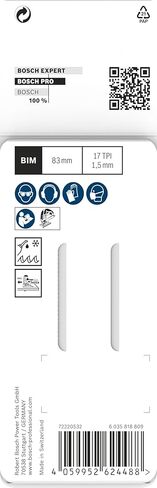 شفرة المنشار المقطوعة Pro Metal Curve T118EOF من Bosch (لألواح الفولاذ، وصفائح الفولاذ، والطول 83 مم، ومنشار الملحقات الاحترافية) in Saudi Arabia