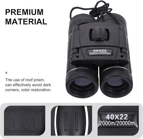 Gadpiparty 40x22 Mini Pocket Binoculars Outdoor High Magnification Telescope with Anti-Reflective Coating, Portable Travel and Camping Sightseeing Binoculars for Adults, Black in Saudi Arabia
