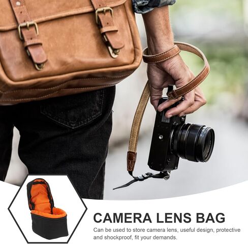 Padded Portable Camera Lens Bag with Zipper Closure Shockproof Protective Storage Pouch for Dslr and Mirrorless Cameras Travel Carry Case in Saudi Arabia