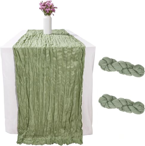 6 حزمة Sage Green Gauze Gauze Cheesecloth Table Runners 10ft (35x120 Inch) - Decor Boho Decor in Kuwait