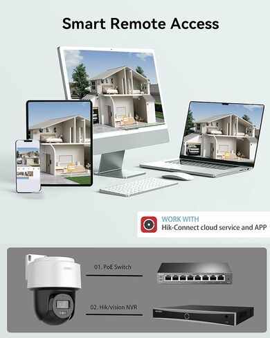 كاميرا مراقبة خارجية DS-2DE2C400MWG-E بدقة 4 ميجابكسل Hik PoE PT، مع تتبع تلقائي لاكتشاف الإنسان، مقاومة للطقس IP66، عدسة 2.8 مم H.265+، فتحة بطاقة SD ذكية هجينة خفيفة (تصل إلى 512 جيجابايت) in Kuwait