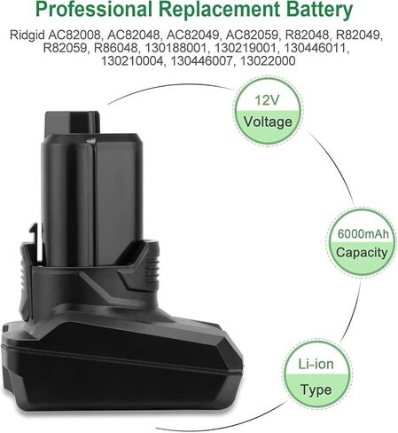 بطارية 6.0Ah 12 فولت لبطارية Ridgid R82048 R82049 AC82049 R82059 AC82059 R86048 R82007 R82009 130188001 130219001 130446011 لبطارية Ridgid 12 فولت in Saudi Arabia