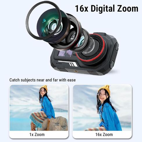 Zopsc Digital Camera 48MP QHD with WiFi and Dual Screen, 16x Zoom Selfie Camera for Travel Photography, Compact Vlog Cam for Beginners (Black) in Saudi Arabia